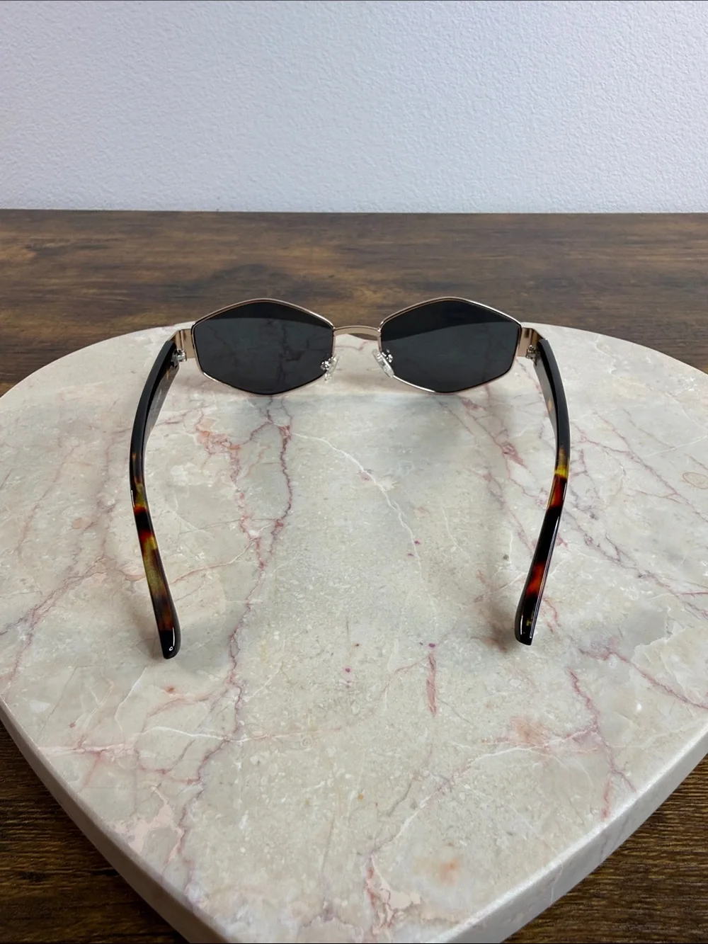 Gold Frame Black Lens Women's Sunglasses